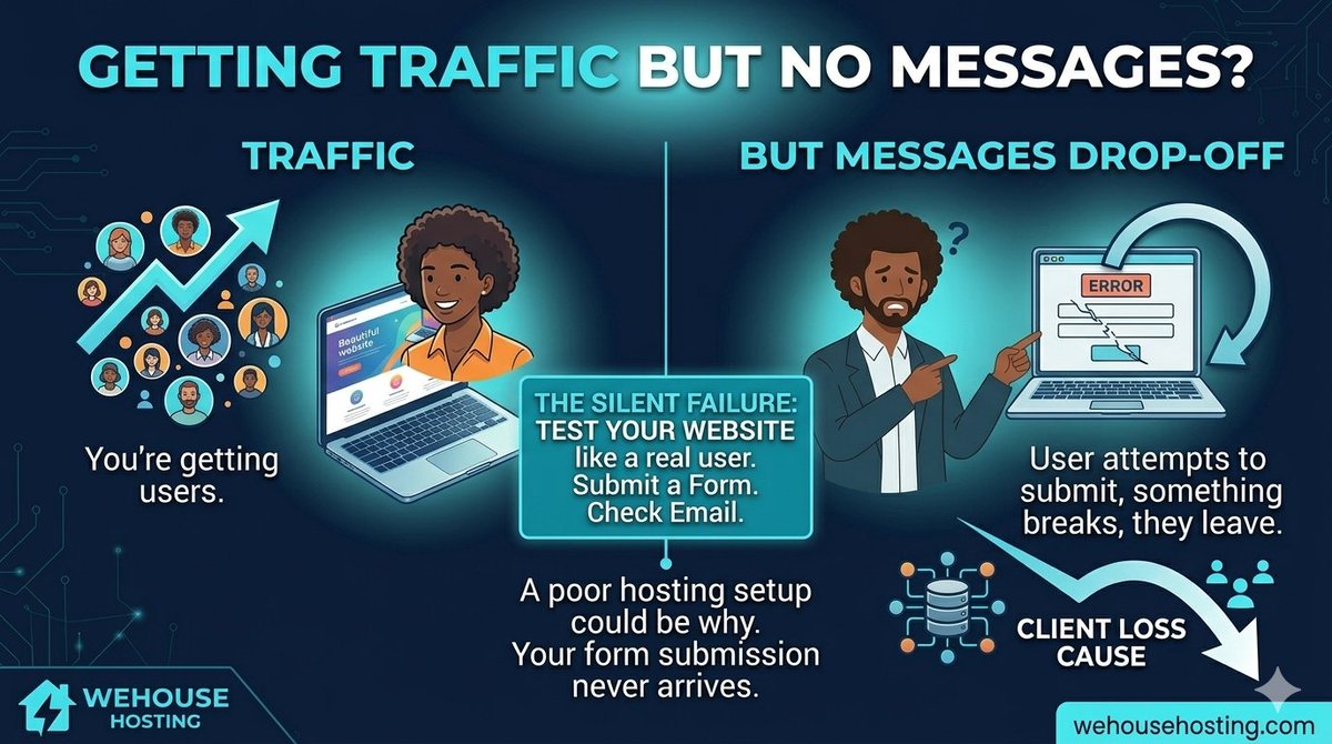 Wehousehosting's tweet image. Marketing brings them to the door, but poor hosting locks it. 🔒

Stop paying for traffic only to have leads vanish because of a "silent failure" in your forms. If your website doesn't deliver the message, it's costing you money.

#DigitalMarketing #WebHosting #WeHouse #TechTips