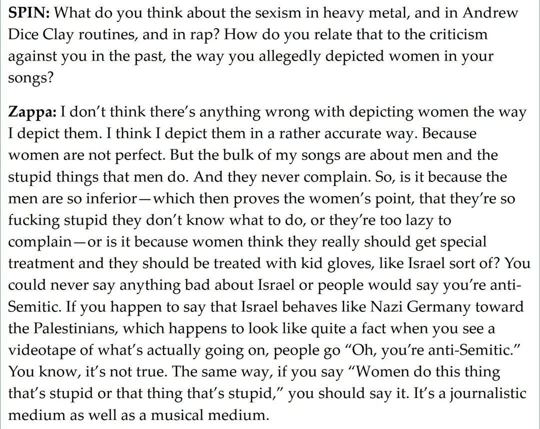 Zappa noticed things....