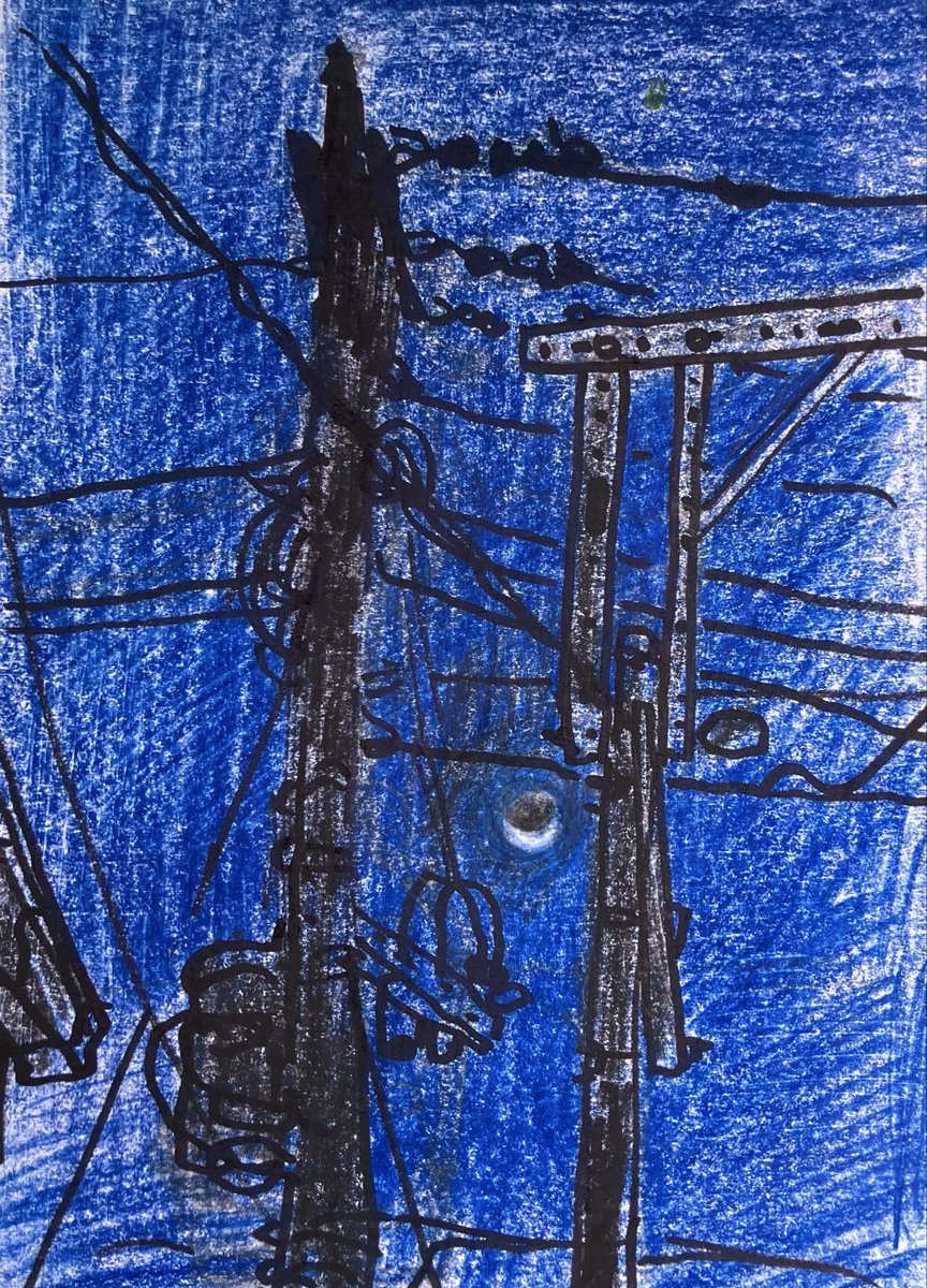 メモ的なスケッチ。足立区で見た月　＃イラスト