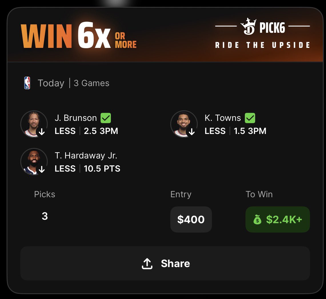 MILLERJAY24's tweet image. $400 -&amp;gt; $2,400💣

Market is hammering the under on KAT's 3PM tonight....

Tail me.

t.me/+vwcUSam8kHs0N…

#Gambling𝕏 #Pick6 #NBA