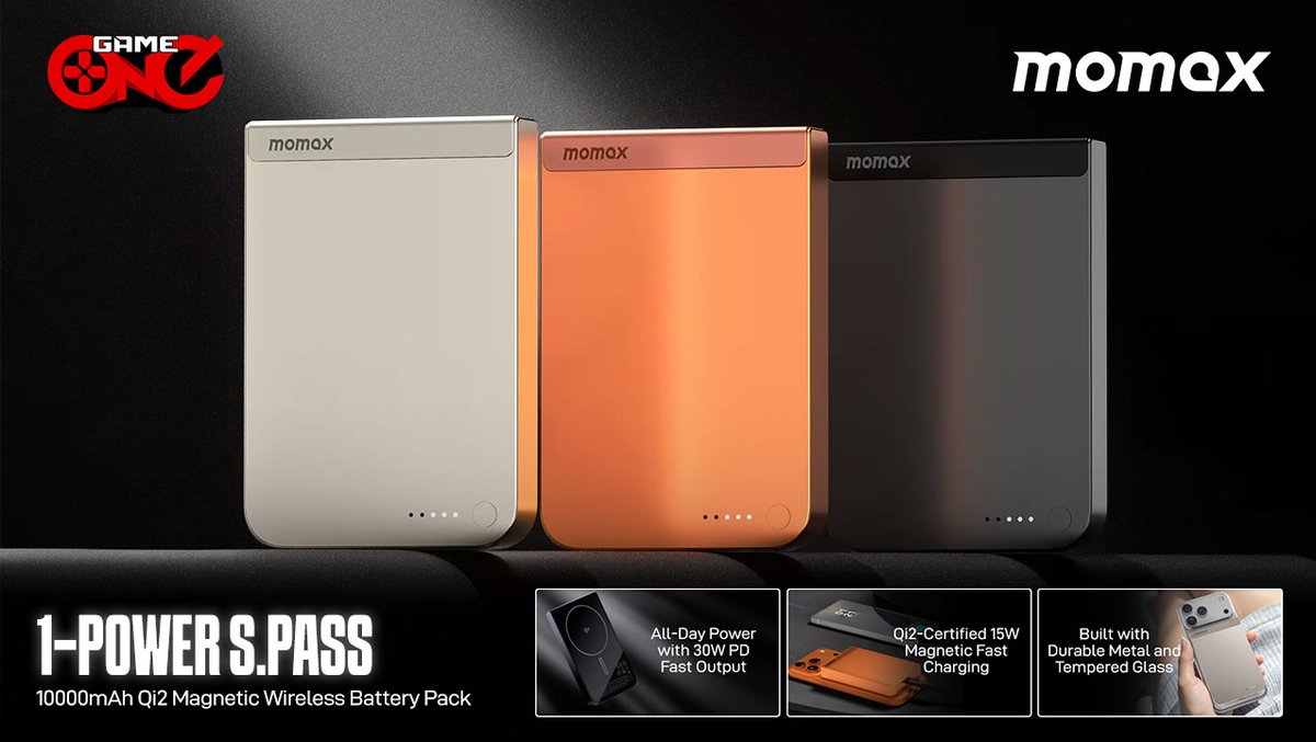 gameoneph's tweet image. Meet the Momax 1-Power S.Pass! Snap, charge, and go with Qi2 power in a sleek, pocket-friendly design.

🛒Shop Now: bit.ly/3IEYizO

#Momax1Power #MagneticWirelessBattery #WirelessCharging #PowerOnTheGo #TechEssentials #Momax #BatteryPack #Qi2 #FastCharging #gameoneph