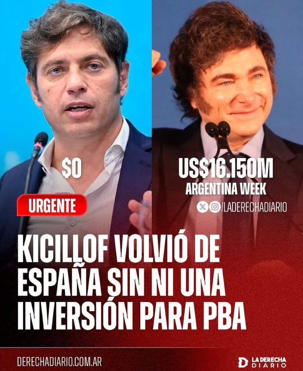 KICILLOF VOLVIÓ A FRACASAR‼️

DESPILFARRÓ MILLONES 💰 DE LOS BONAERENSES EN UN VIAJE DE LUJO Y VOLVIÓ A PBA CON CERO INVERSIONES ❌

¿La provincia debe CAMBIAR de gobernador CON URGENCIA?

1- SI, TOTALMENTE ✅ 
2- NO 🚫