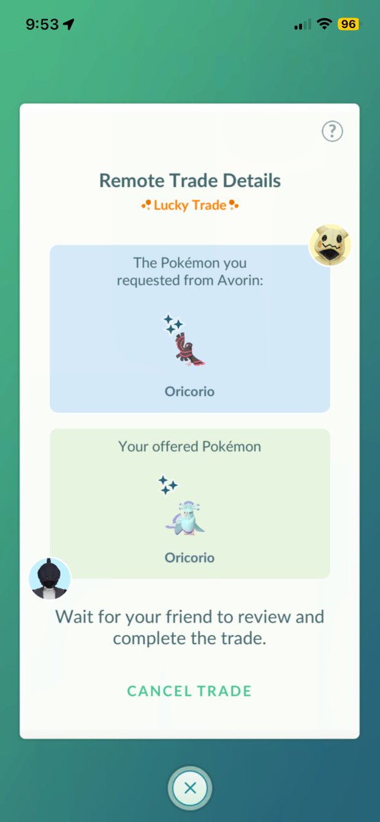 mat0002m2's tweet image. Shiny Oricorio is completed with remote trade! Yeah! 😍

#PokemonGO
#ShinyPokemon