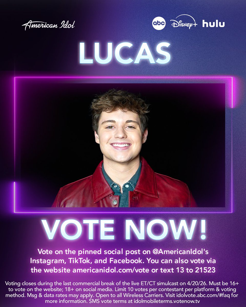 AmericanIdol's tweet image. Who wants Lucas to make the Top 7? #americanidol