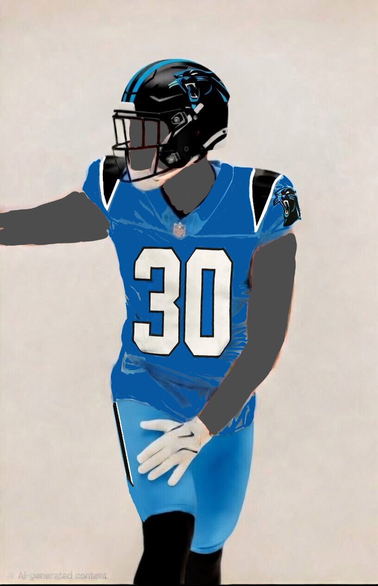 HomeSweetCLT's tweet photo. @Panthers if / when yall redo the uniforms, don't do anything crazy.  Just clean up the over crowded shoulders.  Color match the collar.   Widen the shoulder sttipe but end it at the chest seam and eliminate the silver. Does not look good like it did on reebok.  Make the sleeve logo bigger.  Tighten up the pant stripe to look more like it used to, not bloated like now.  Keep the silver helmets as primarym tune black are cool but nothing pops like the metallic silver.  Plus its special its been there since the start and hall of famers wore it. #KeepPounding
