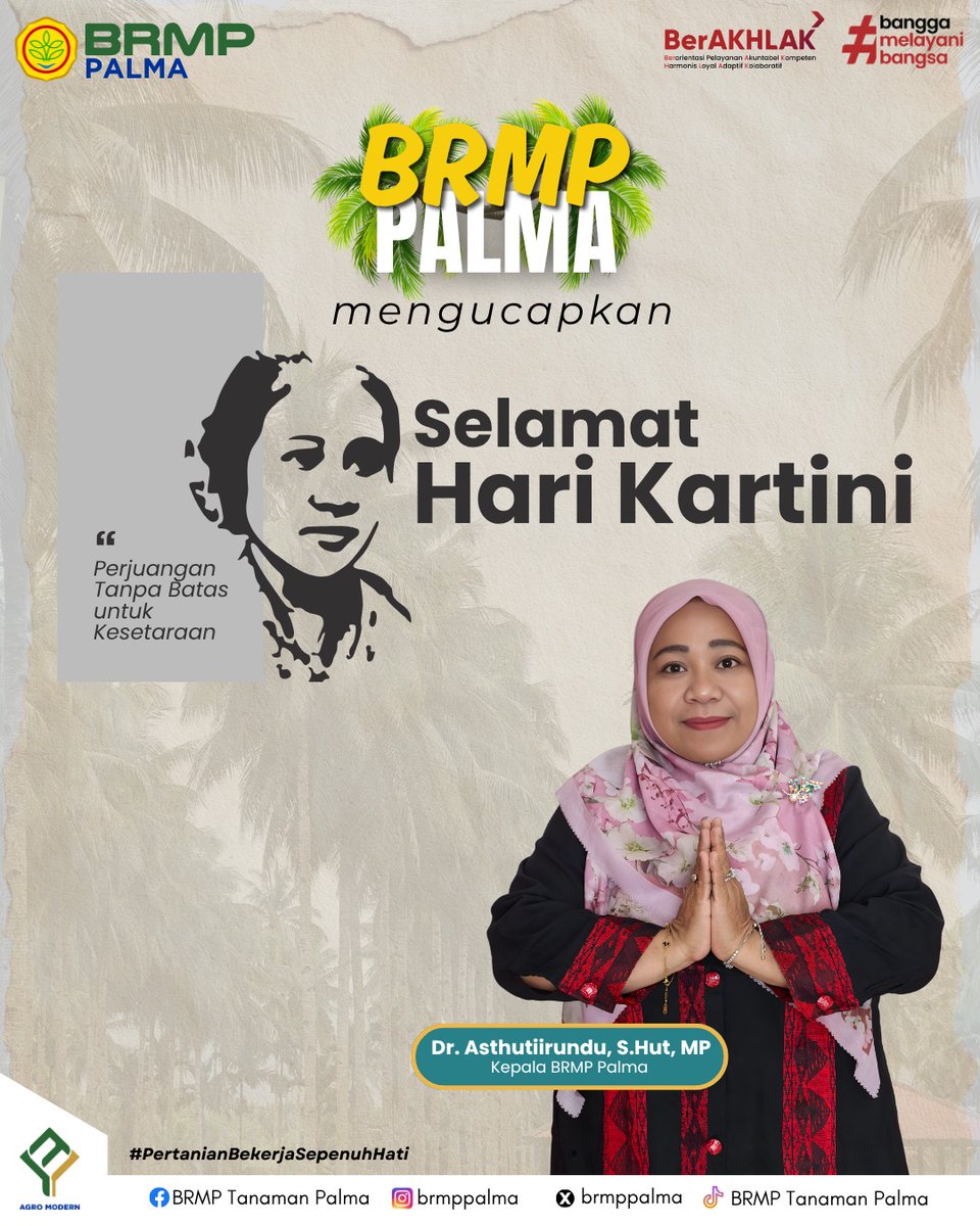 brmppalma's tweet image. Kepala Balai dan seluruh karyawan/ti mengucapkan "Selamat Hari Kartini" 

#brmp #palma #agromodern