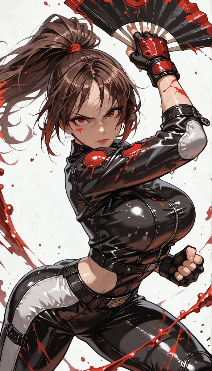 oneesan_aiart's tweet image. Mai Shiranui — revving up in a bold biker outfit, she blends fiery charm with street-ready attitude, turning every ride into a statement of power and style 🔥🏍️✨ #MaiShiranui #KingOfFighters #KOF