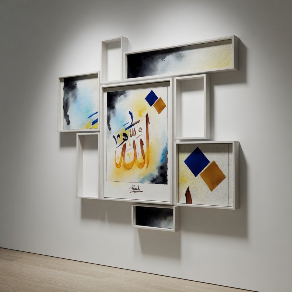 Callligrapher's tweet image. Arabic calligraphy canvas frames artwork.
#arabic_calligraphy #aiart #arabiccalligraphy #digitalart #aiartcommunity 
#خط_عربي