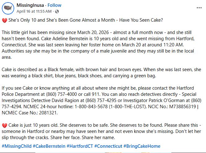 DMissionist1's tweet image. 🚨🚨@CTDCF Is this 10 Year Old #Missing From Care?
She's 10 &amp;amp; there is zero public info or official statements from relatives or Officials. 
@Nerdy_Addict do you know the best media to contact in this area? 
@NCMEC Poster missingkids.org/poster/NCMC/20…
FB post facebook.com/photo?fbid=122…