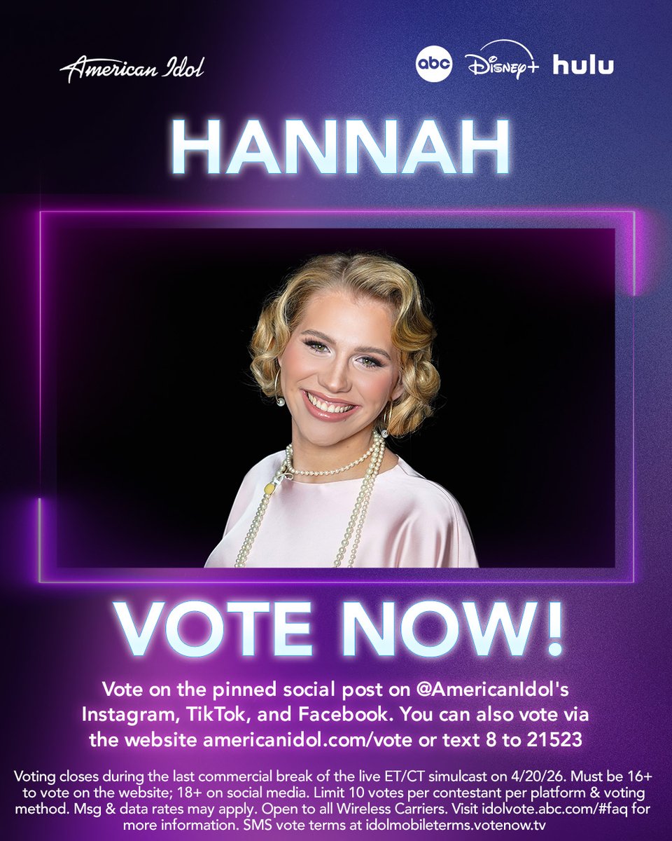 AmericanIdol's tweet image. Who wants Hannah to make the Top 7? #americanidol