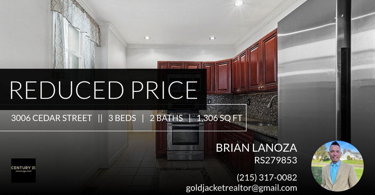PhillyNSuburbs's tweet photo. 📍 Reduced Price 📍 This recently reduced home at 3006 Cedar Street in Philadelphia won't last long, so, don't wait to set up a showing! Reach out here or at (215) 317-0082 for more information!

Brian P. Lanoza  
"Your Friend in t... https://t.co/sEAQx5HvcA https://t.co/EtifvxlokC
