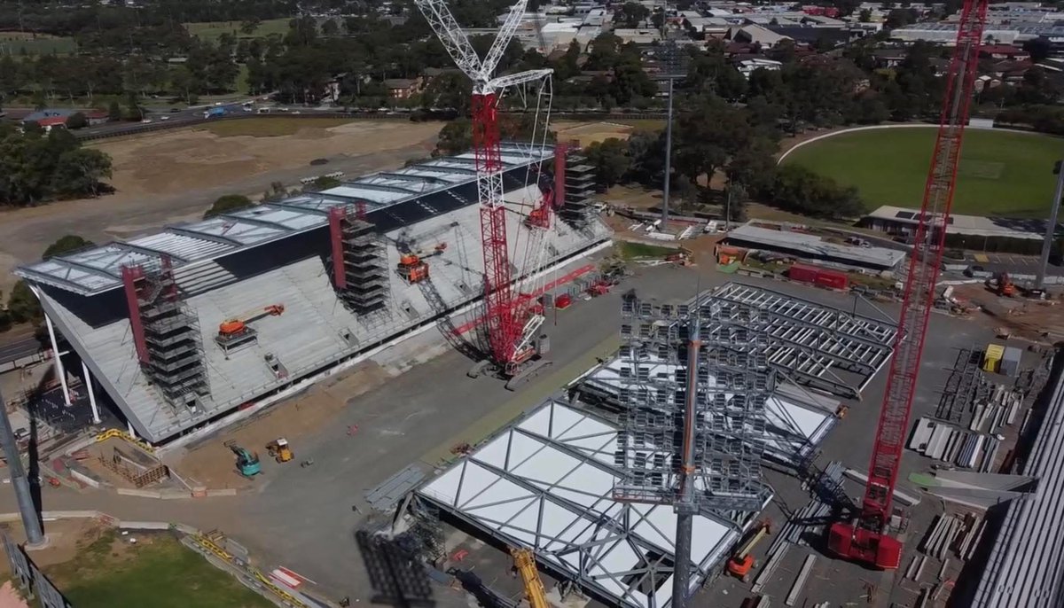 PeterVLang's tweet image. Looks like the new Penrith Stadium is starting to take shape.  The build is moving along nicely and is bang on time. 
#PantherPride