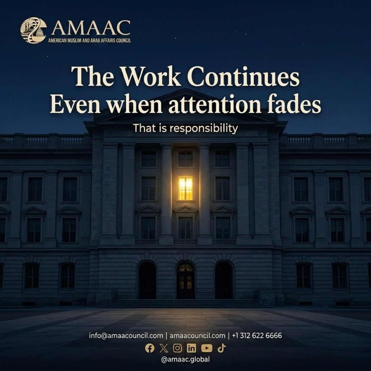 amaacglobal's tweet image. The work continues when the spotlight fades. 🏛️⚖️

True responsibility doesn't need an audience.

#AMAAC #Commitment #Dedication
