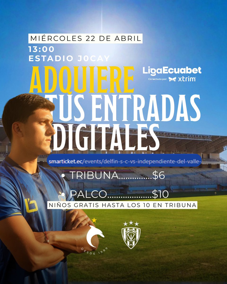 DelfinSC's tweet image. Sin excusas , este miércoles todos al Jocay. 🤜🏻🤛🏻

🎟️Compra tus entradas online: 

smarticket.ec/events/delfin-…

#DSC 🆚 #IDV  
📅 Miércoles 22 de Abril
🕖 13h00
🏟️ Estadio Jocay

#ElOrgulloVuelve 
#MantaEsCetáceo 
#LigaEcuabet