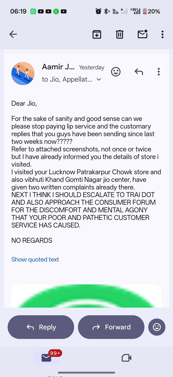 AAMIR_JALALI's tweet photo. @JioCare I'm unable to DM for some technical reasons, my no. Is 7006980004 https://t.co/3bO3M6GREN