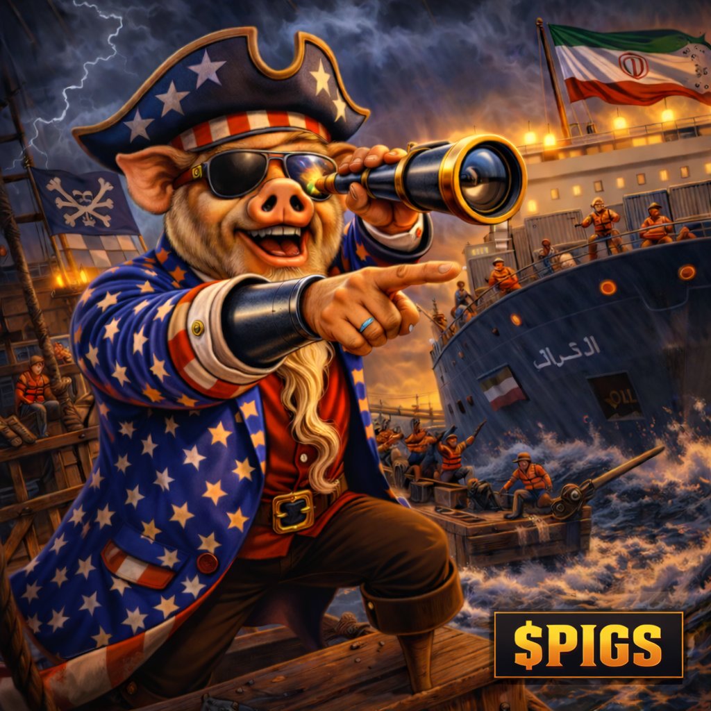 Uncle Sal just went full pirate.
U.S. forces seized an Iranian cargo ship near the Strait of Hormuz after it ignored warnings and tried to push through the blockade. Marines boarded it… Iran’s calling it “piracy.”
Storm’s building. 🌊
$PIGS