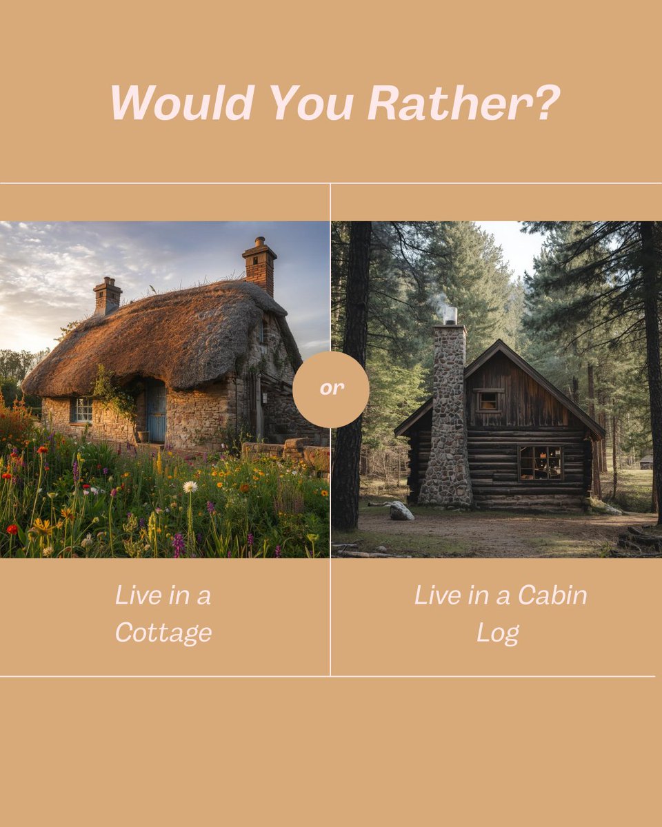 josedmartinez1's tweet image. Would you prefer a woodsy log cabin or a cozy cottage?

Cast your vote in the comments! 👇

#LogCabinVsCottage #CozyLiving #HomeGoals #CottageVibes