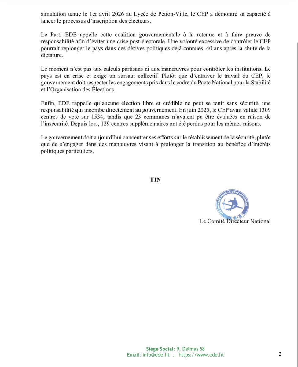Les Engagés pour le Développement EDE tweet media