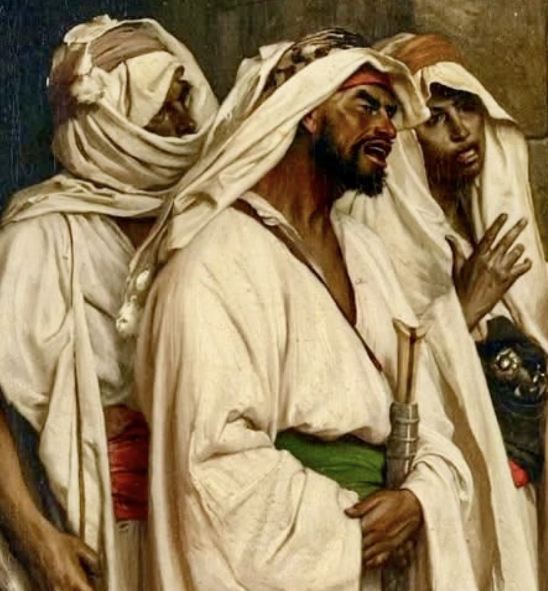 nissnickmich's tweet image. “Viejo judío con tres árabes”. Obra del pintor decimonónico francés Jean León Gerome #arte #pintura #judio #arabes #curiosidades #datocurioso #felizlunes #20abr