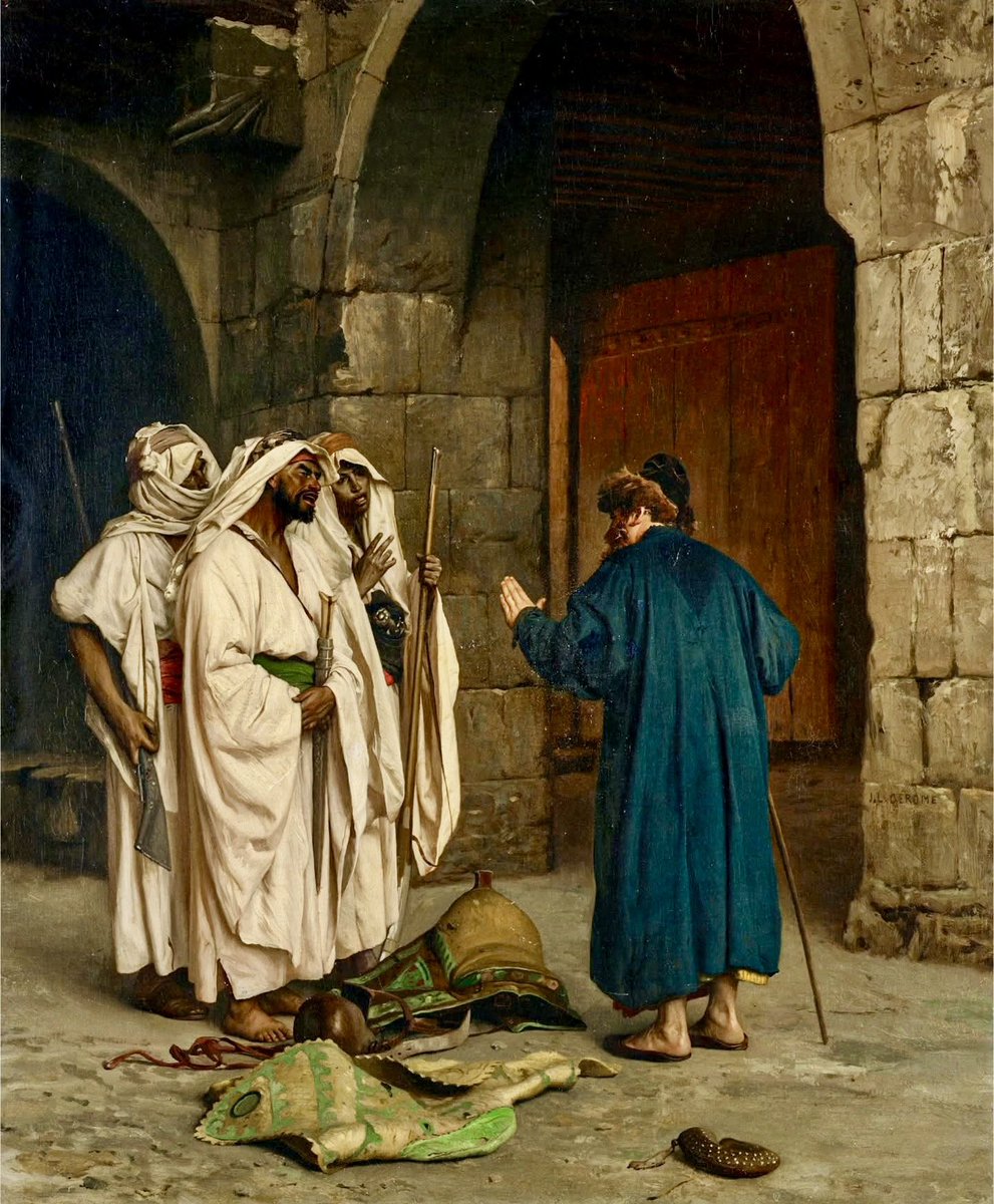 nissnickmich's tweet image. “Viejo judío con tres árabes”. Obra del pintor decimonónico francés Jean León Gerome #arte #pintura #judio #arabes #curiosidades #datocurioso #felizlunes #20abr