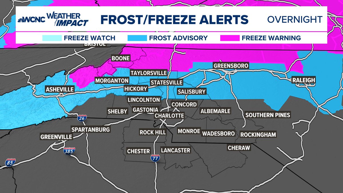 wxbrad's tweet image. Perfect set-up tonight for Patcy Frost. Chilly start to Tuesday with lows in the mid to upper 30s. #cltwx #ncwx #scwx #wcnc