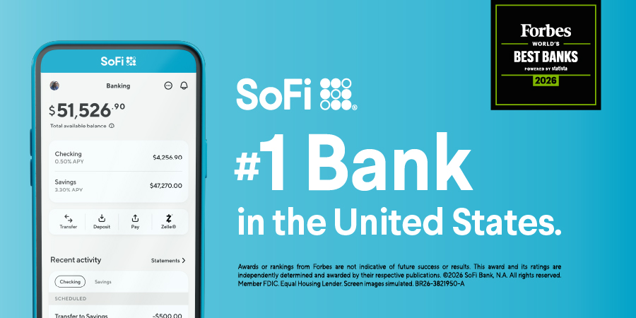 KamitaTrading's tweet image. SoFi ranked #1 bank in the U.S. by Forbes 👀

Digital banking keeps taking share — fintech isn’t slowing down.

#SoFi #Fintech #Banking #Stocks #Investing