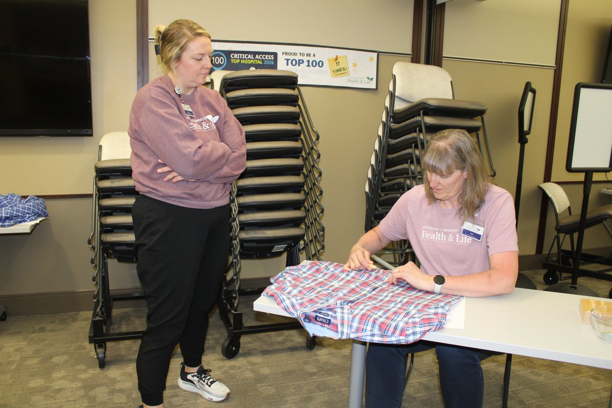 JCH&amp;L occupational therapists, Cassidy Bentley &amp; Taylor Zimmerman, hosted an assistive device relay for staff, highlighting tools patients use daily. Congrats to Judd Stewart for the fastest time! 👏