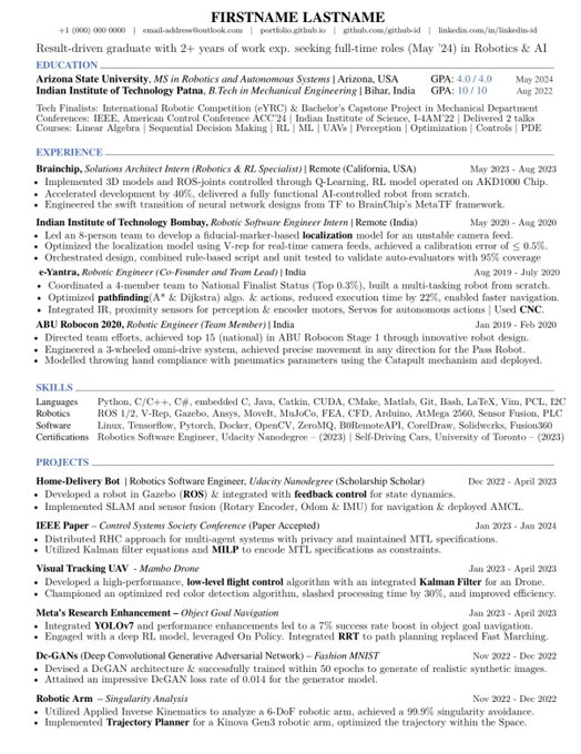 PhD/MS applications CV template 📌 Sharing is caring