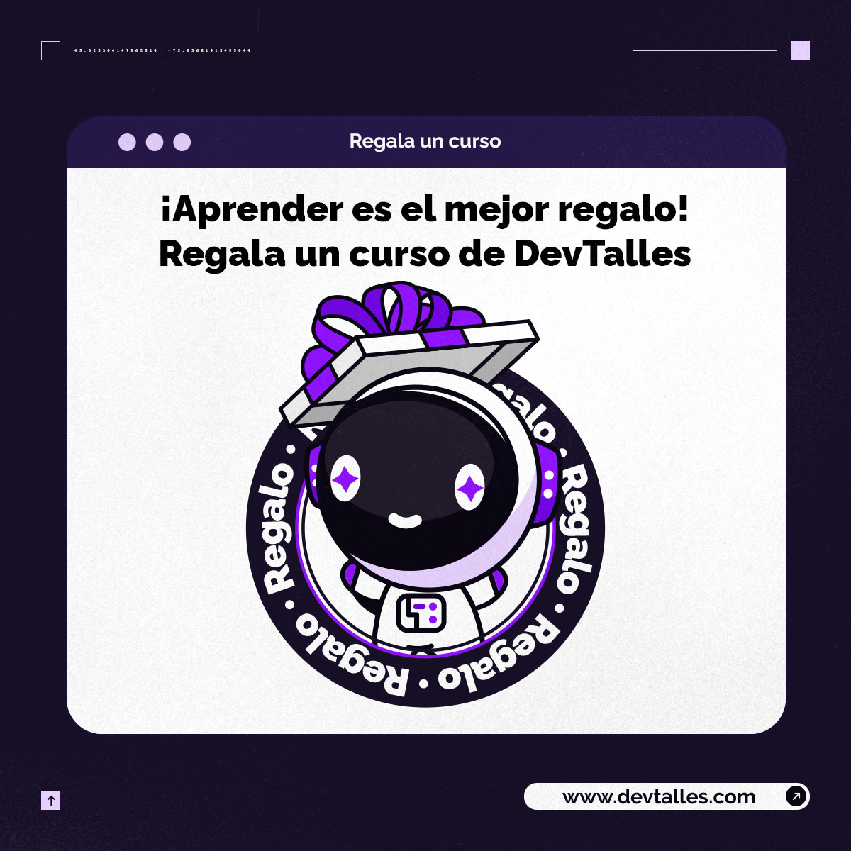 DevTalles's tweet image. 😎 ¡Hoy regala más talento con nuestros cursos!

🎁 En #DevTalles puedes comprar cursos para regalarlos a quien desees: ¡Aprovecha la oportunidad, también aplica el cupón de #Descuento ABRIL-2026 activo!

Envía tu #Regalo hoy, desde aquí:
👉🏻cursos.devtalles.com/pages/cuponera…