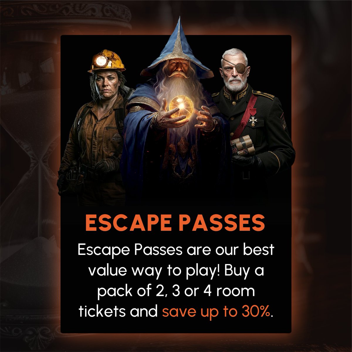 RoomEscapeOtt's tweet photo. To reward groups that want to play more than one of our rooms, you can now pick up an Escape Pass, which will give your whole group up to 30% off all of our rooms! To find out how this works and get yours, head to: https://t.co/IQqmRTKkjs 🎫

#Ottawa #EscapeRoom #Discount https://t.co/WR6LcpURc1