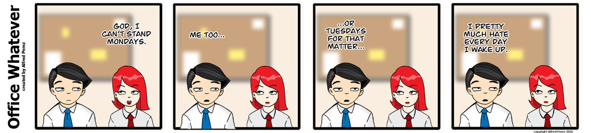 TheToonist's tweet image. Hello, friends! This is my #webcomic, "Office Whatever", starring Diane and Jack! It posts #Monday through #Friday on #Bluesky, #Webtoon, and here on #Twitter/#X since 2009!  #comics #cartoons #comicstrips