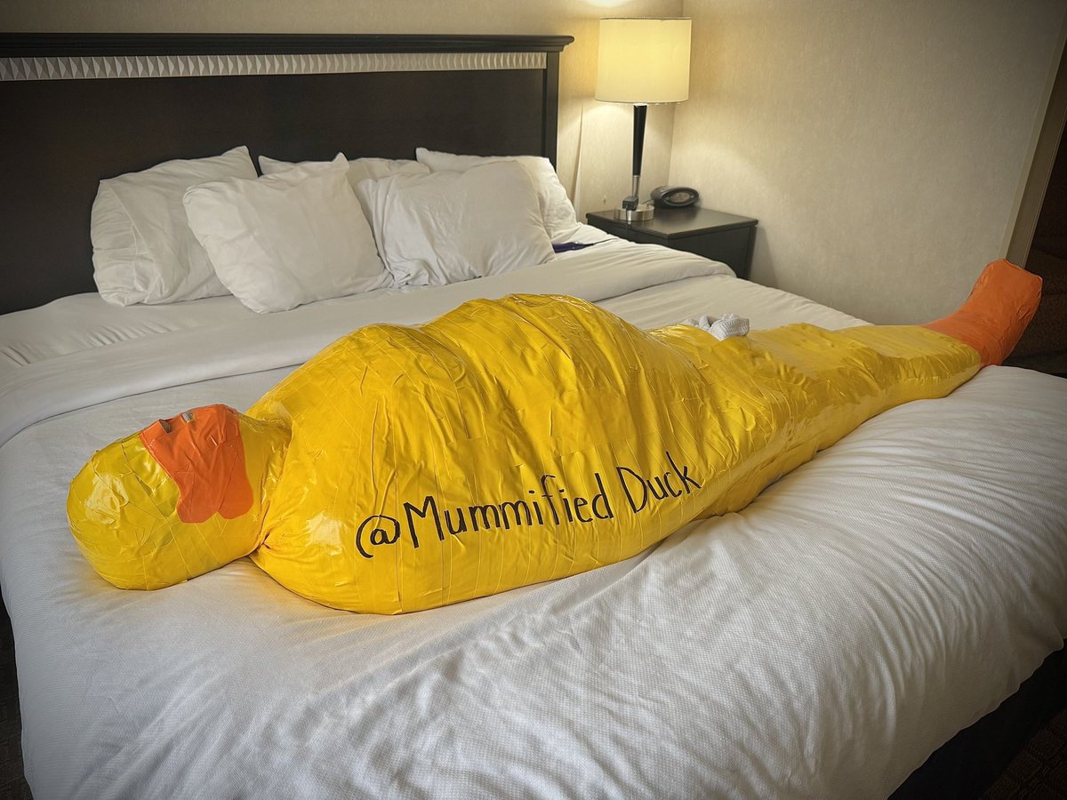 AngelaFire_'s tweet photo. Session this week… quack quack.  #mummification #fetish #encasementfetish #prodomme #asphyxiphilia #ducttape https://t.co/b85Ih8hvMF