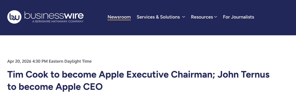 aaronp613's tweet image. TIM COOK IS STEPPING DOWN AS CEO OF APPLE

John Ternus to become CEO