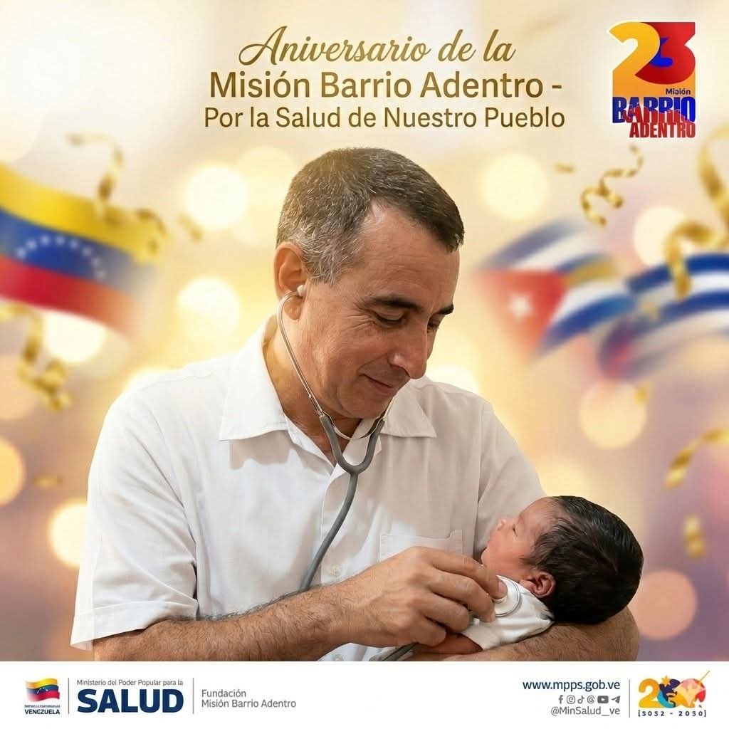 Saludamos el XXIII aniversario de la Mision Barrio Adentro , Trabajando con  excelencia en los servicios prestados por la BMC en la República Bolivariana de Venezuela.
#CubaEstáFirme
#Venezuela 
#CubaCoopera