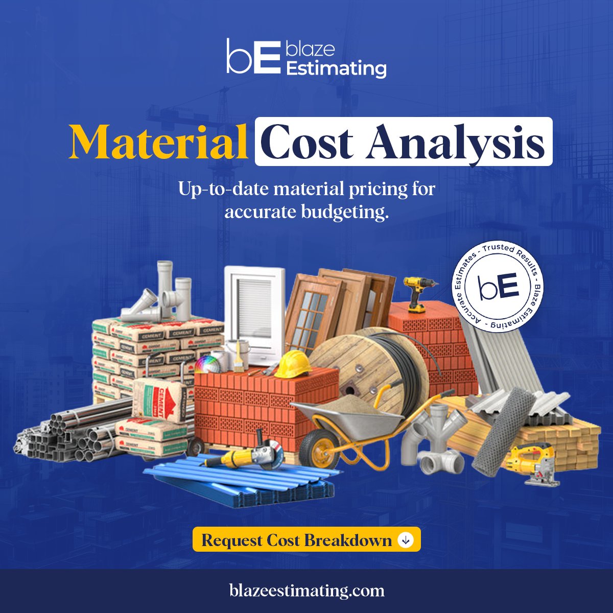 blazeestimating's tweet image. 🚧 Material Cost Analysis You Can Trust
Get up-to-date pricing and detailed breakdowns, and plan your projects with confidence.
Don’t guess — estimate smart with Blaze Estimating.
Visit 🌐blazestimating.com.
#Construction #CostAnalysis #Estimating #Contractors
