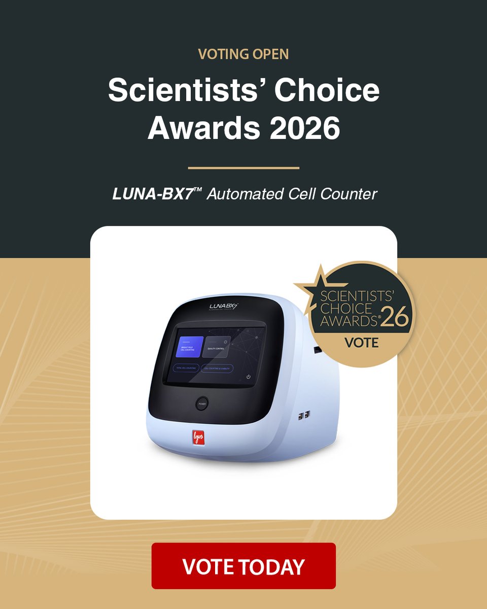 LogosBiosystems's tweet image. Don't forget to vote in the Scientists' Choice Awards! Vote for the LUNA-BX7 automated cell counter today for  Best New Life Science Product of 2025! #scientist #lifescience #cellcounting