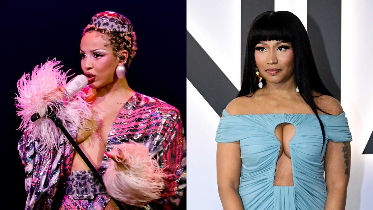 Doja Cat humorously compares her wire-chewing cat to Nicki Minaj. Story here: complex.com/music/a/backwo…