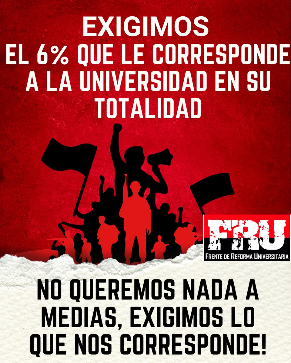 FRU1957's tweet photo. El 6% NO se negocia bajo la mesa.🚫

Odir y quienes pactan a espaldas del estudiantado no representan la lucha universitaria.❌❌❌

La educación pública no se vende, se defiende.
¡El 6% completo para la UNAH YA! https://t.co/AXWa2CvKY8