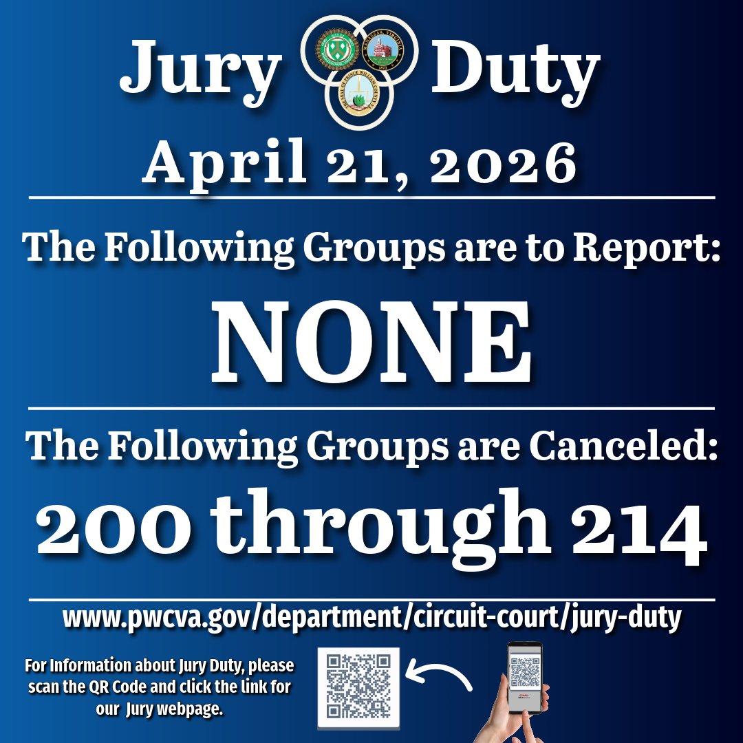 🏛️ Jury Duty, Tuesday, April 21, 2026 The following Groups are to ...