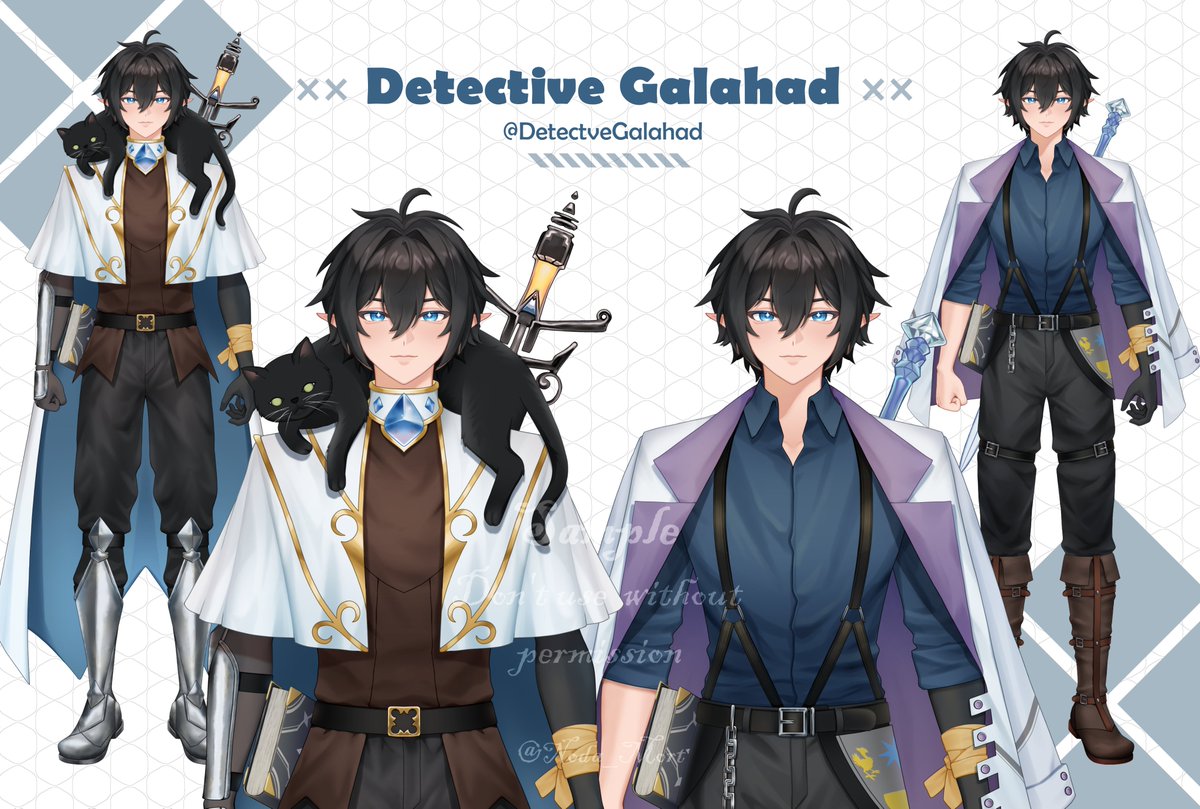 Noda_Mort's tweet photo. I made the model art for @DetectveGalahad ☺️
// Character design by Komori_kito
// Knight outfit by Rait Visual Works 

#Vtuber #CharacterDesign #Live2D https://t.co/EiSlfnzK9c