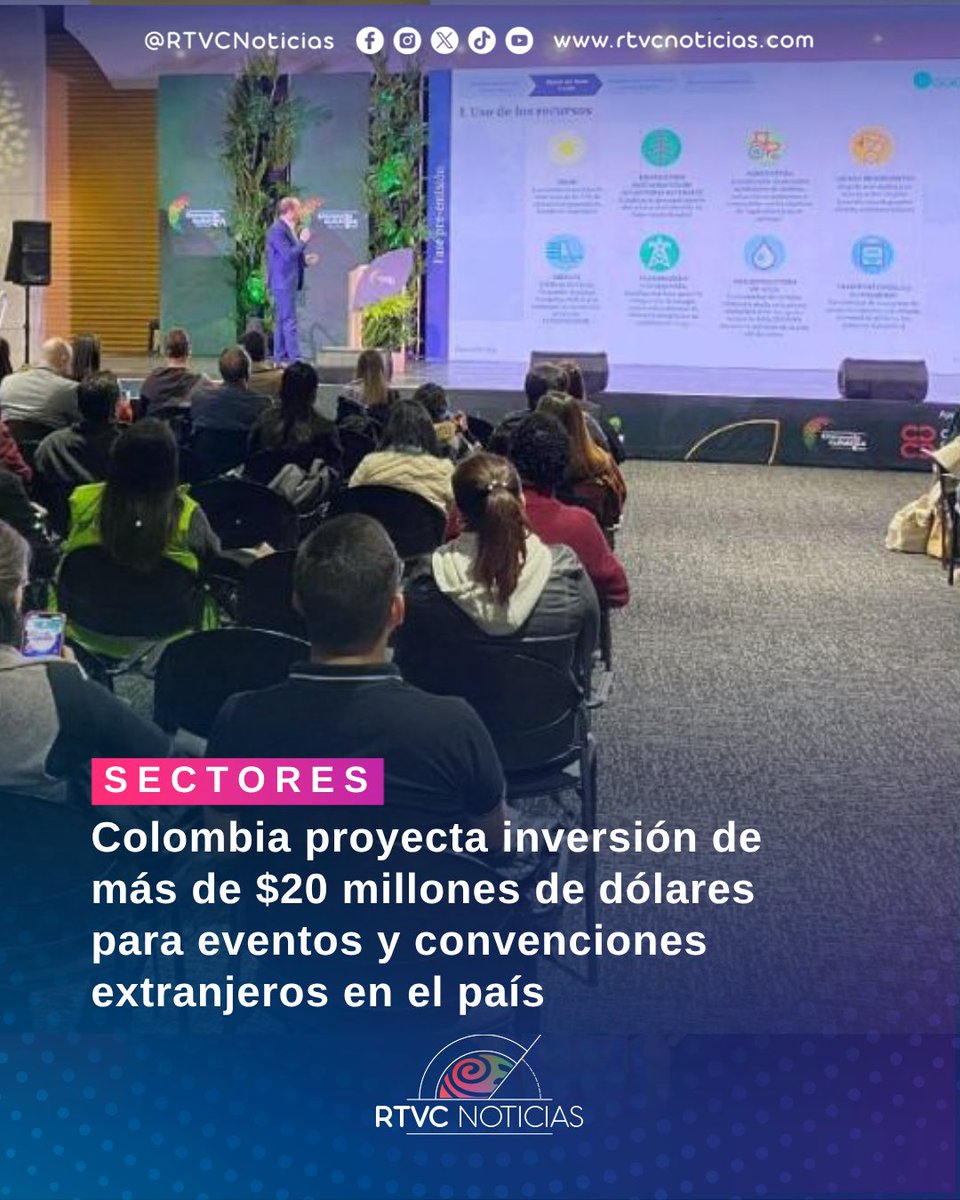 RTVCnoticias's tweet photo. #Sectores| Colombia continúa posicionándose como un destino competitivo para los eventos y convenciones extranjeros en Colombia, luego del cierre de la primera edición del Colombia Meetings Travel Mart (CMTM), que dejó expectativas de negocio por más de US$20,6 millones.

El evento internacional reunió a 77 exportadores nacionales y 35 compradores internacionales provenientes de países como Brasil, Estados Unidos, México y Ecuador, logrando un total de 584 citas de negocio.

🗞️Encuentra la nota completa aquí: https://t.co/TyQjMLproO