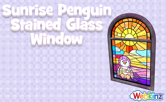 ganzestore's tweet image. See a beautiful view every time you look at the Sunrise Penguin Stained Glass Window! tinyurl.com/wk-terrificties

#Webkinz #Classic @webkinz