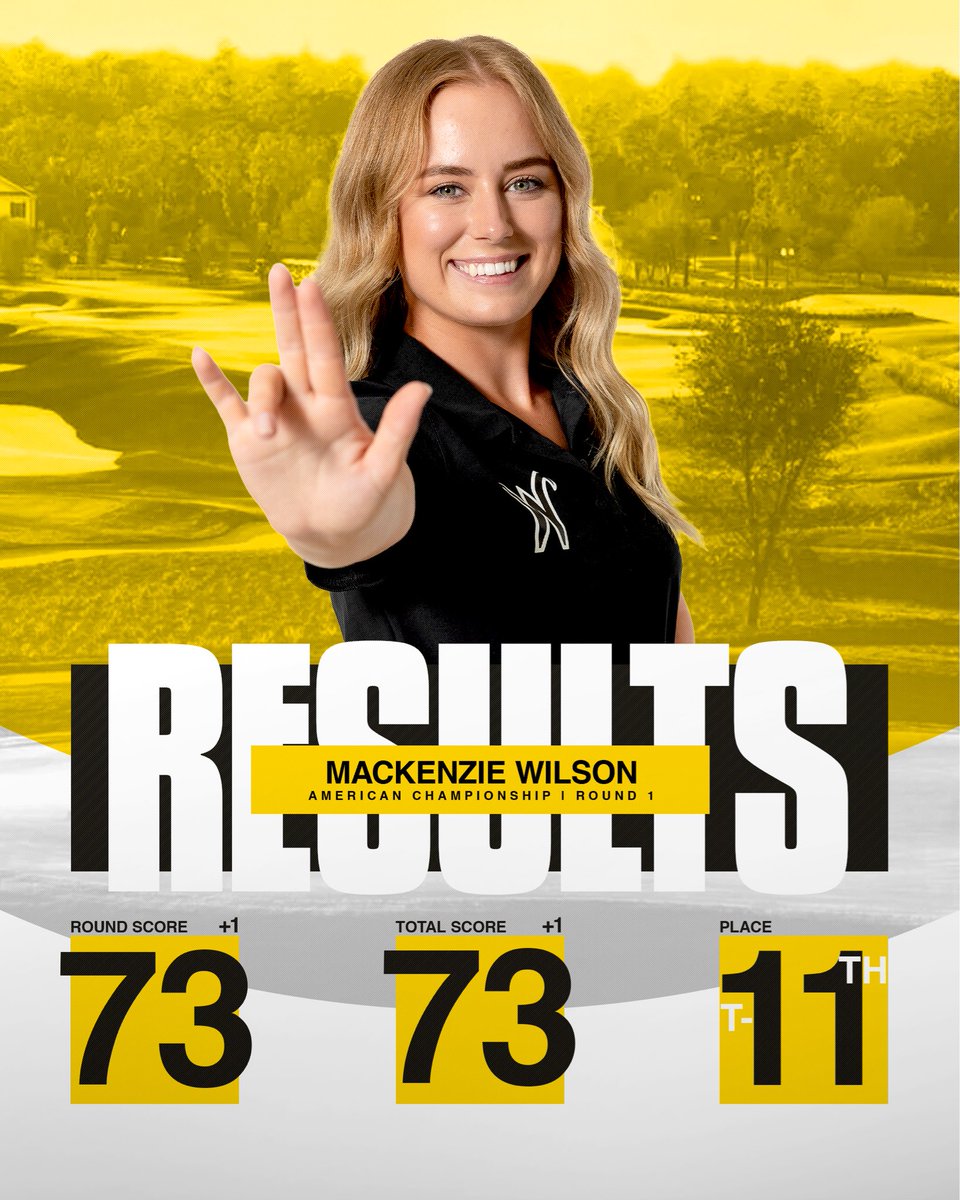 goshockerswglf's tweet photo. Keep it up, Kenzie!

She’s tied for 11th through the opening round in Brooksville!

#FearTheWheat🌾 https://t.co/fhnOsx5zlN