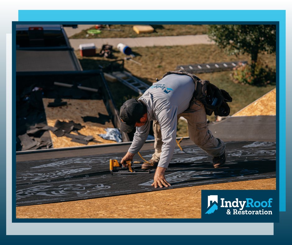 RoofIndy's tweet photo. Shingles do not waterproof your home. They are simply armor. The true hero is your synthetic underlayment. Discount roofers leave old paper to save time. Indy Roof &amp; Restoration strips every roof to bare wood to ensure a watertight seal. True quality is hidden. https://t.co/e6hAvl53m4