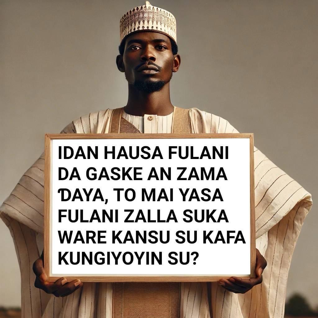 No matter what anyone says or does, 
We are Hausawa 
We are not Hausa-Fulanis.
We are not Arewaland.
We are Hausaland.
May God elevate the Hausa people and Hausa culture.