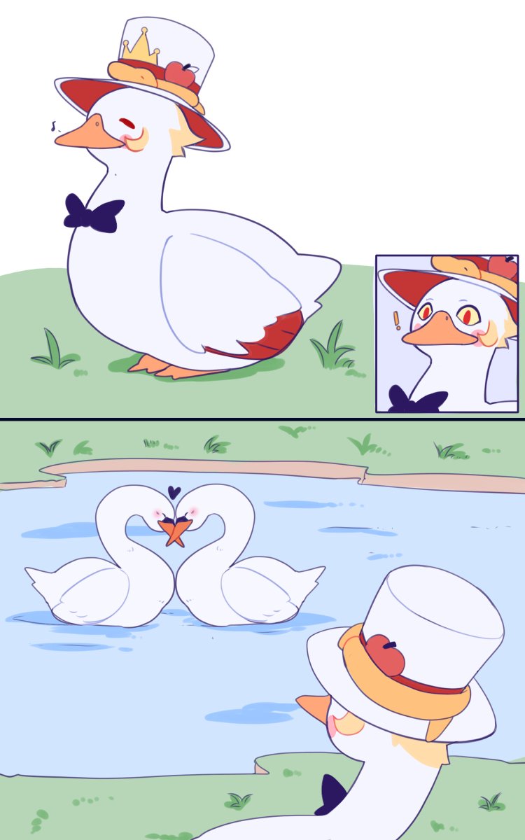 Gr_immi's tweet image. Little Lucilith duck/swan comic.
 I forgot I never uploaded the Lucilith little duck comic doodles.

#hazbinhotel #lucilith #lucifer #lilith #morningstar #comic #doodle #ducks #swan #grimmi #fraktyr