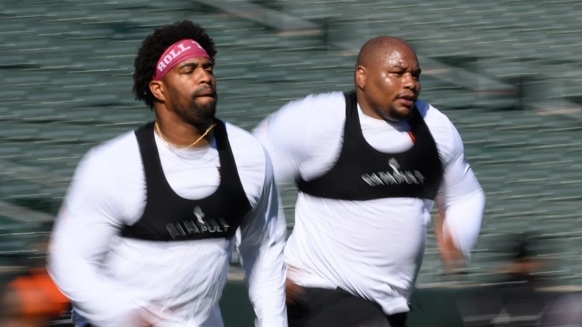 Jennife45487237's tweet image. Jonathan Allen and Dexter Lawrence II at Voluntary OTA's todey!! #Bengals #RuleTheJungle #WhoDey
