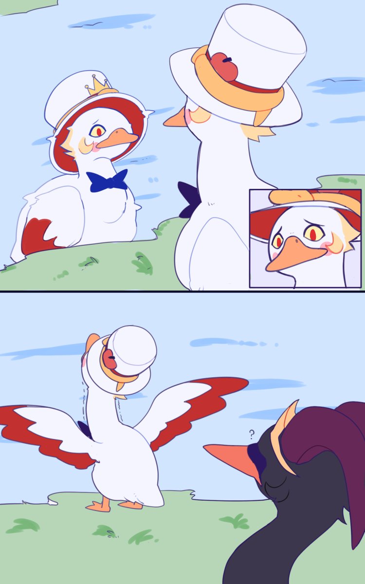 Gr_immi's tweet image. Little Lucilith duck/swan comic.
 I forgot I never uploaded the Lucilith little duck comic doodles.

#hazbinhotel #lucilith #lucifer #lilith #morningstar #comic #doodle #ducks #swan #grimmi #fraktyr
