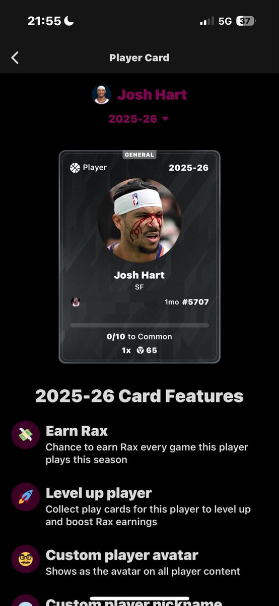 katakuzumaki's tweet photo. I’ve literally the best Josh Hart’s card @realapp #realapp https://t.co/Pk2cpl11zs