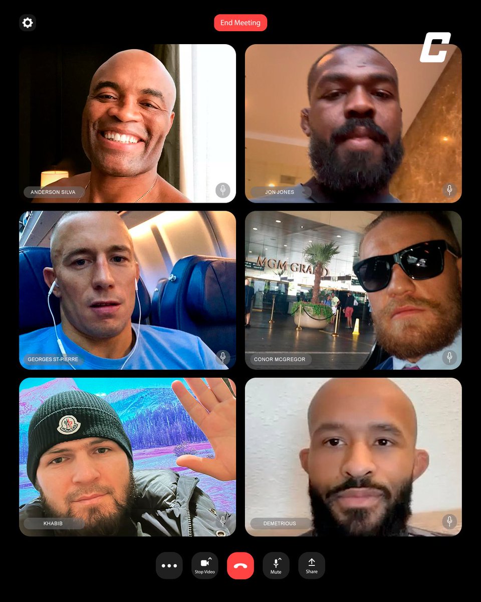 combate's tweet photo. IMAGINA ESSA VIDEOCHAMADA!
Anderson, Jones, GSP, Khabib e Demetrious em uma chamada: imagine o peso desse debate sobre quem é o verdadeiro GOAT.
*Contém texto alternativo
#MMAnoCombate #JonJones #AndersonSilva #GSP #Khabib #Demetrious #McGregor https://t.co/Mvu2YcQ0iF